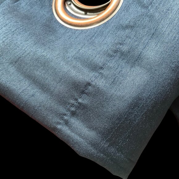 Navy Blue Black Out Curtains w/ Grommets - Picture 2 of 4